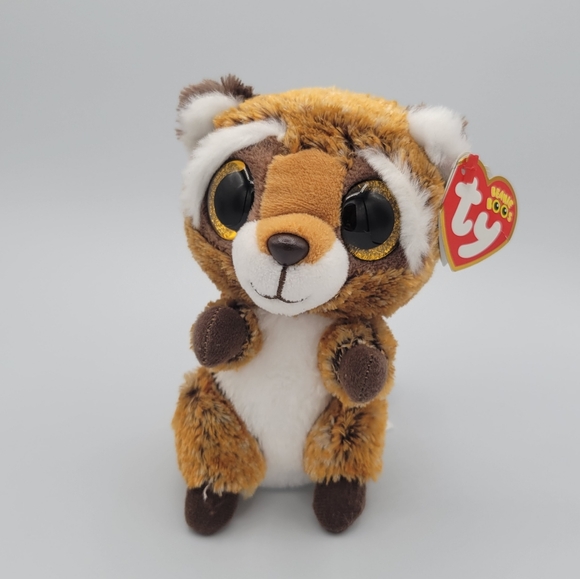 6" 2018 Ty Beanie Boos Rusty the Red/Orange Raccoon - Picture 1 of 3